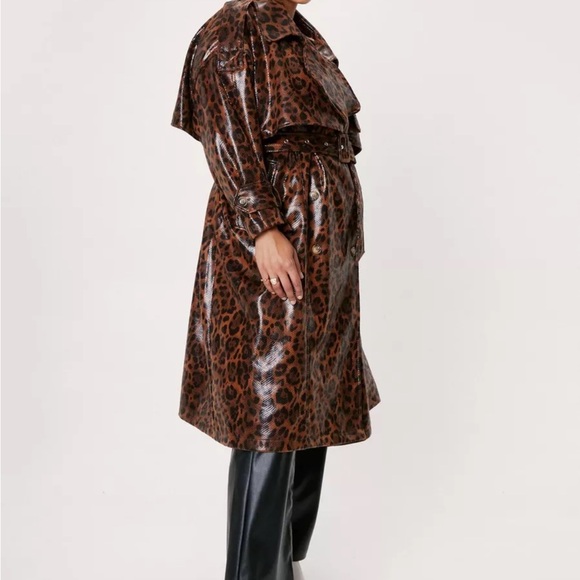 Leopard Print Women's Trench Coat - Picture 9 of 11